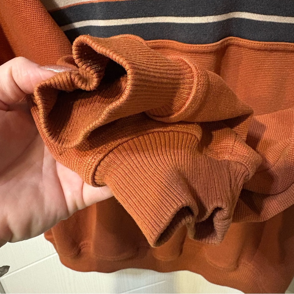 Men's Rust Stripe Rugby Pullover Shirt - Picture 4 of 5